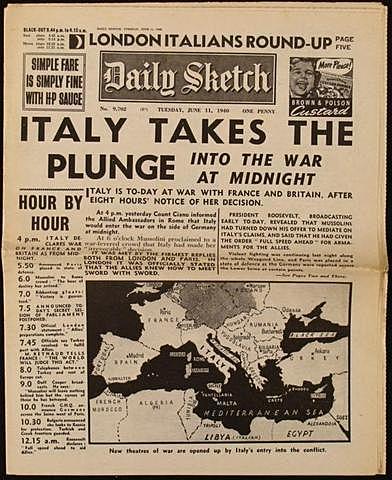 Italy enters WWII on side of Germany