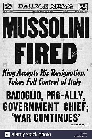 Mussolini brought down by coup during WW II