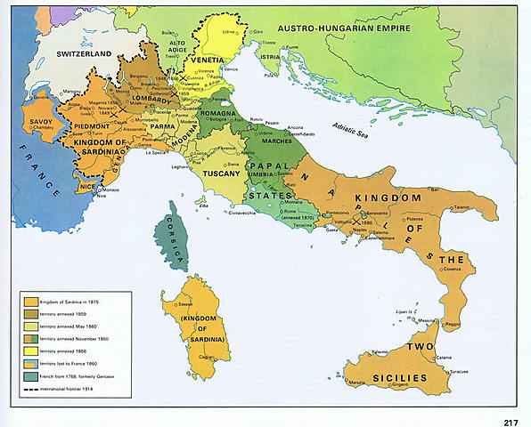 Papal States taken over by new nation of Italy
