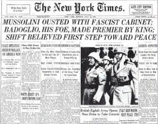 Mussolini brought down by coup during WWII