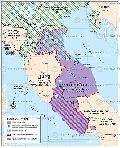 Papal States taken over by New Nation of Italy
