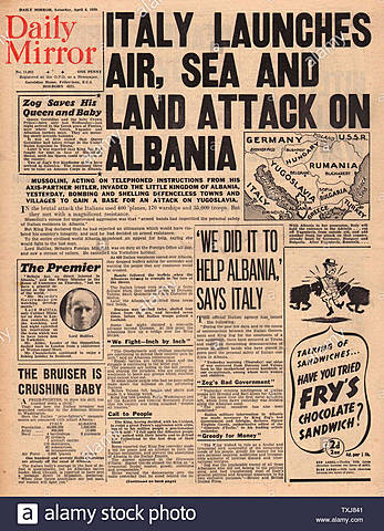 Italy invades Albania