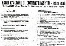 Fascio di Combattimento formed in Milan
