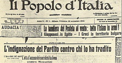 Mussolini kicked out of Socialist Party for pro-nationalistic sentiments regarding WW I
