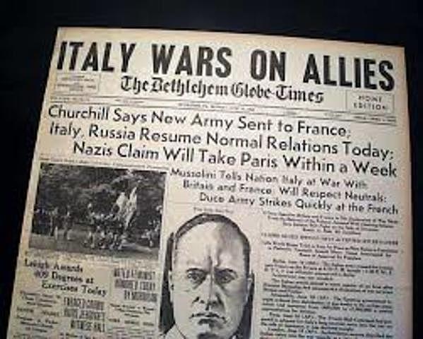 Italy enters WWII on side of Germany