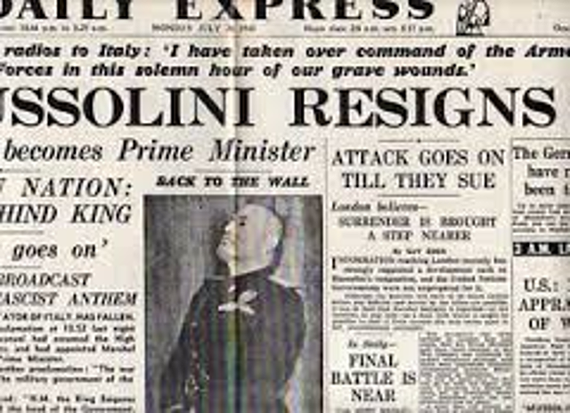 Benito Mussolini falls from power