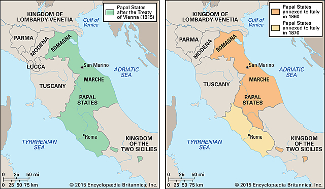 Papal States Taken Over by New Nation of Italy