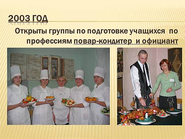 ПТУ №2, Повар-кондитер и официант