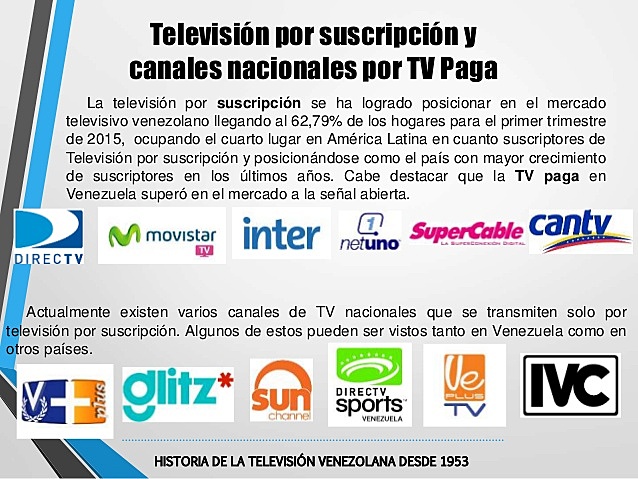 TV. Por suscripción o cable.