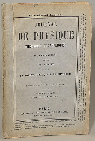 La afirmación de Avogadro es publicada en el Journal de Physique