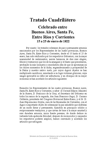 Trato Cuadrilátero de Pilar y pacto de Benegas