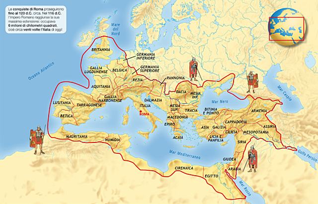 La massima espansione dell'Impero Romano