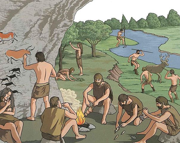 CAZA, RECOLECCIÓN , PINTURA SOBRE ROCAS