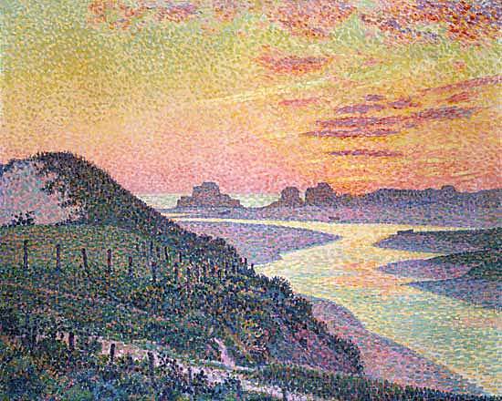 Théo van Rysselberghe pinta la obra "Sunset at Ambletsuse"