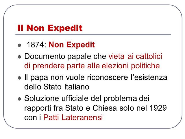 "Non expedit" (non è opportuno)