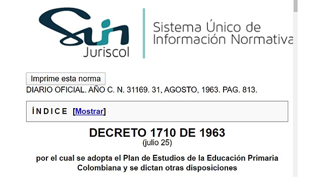 Decreto 1710 de 1963- Reformas en el Plan de Estudios