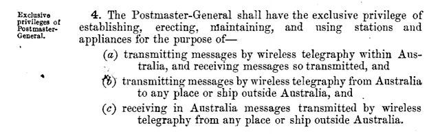 Wireless Telegraphy Act of 1905.