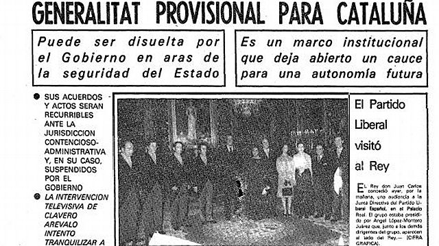 Instauración de la Generalitat en Cataluña