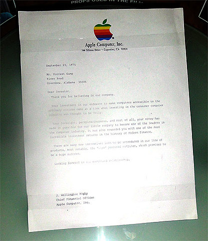 Forrest Gump invests money from the 'Fruit Company"