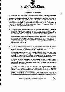 Ley orgánica del Estado.Ley de libertad religiosa