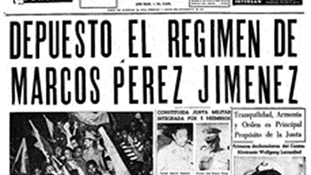 Cae el dictador Marco Pérez Jiménez en Venezuela