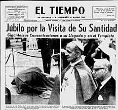 El papa pablo VI visita Colombia