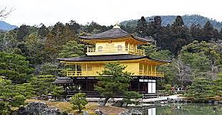 The Kinkakuji or 'Golden Pavilion' is built in Heiankyo (Kyoto) by the shogun Ashikaga Yoshimitsu.