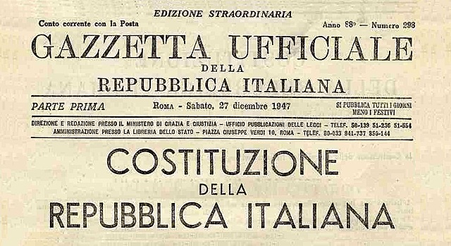 Entra in vigore la nuova Costituzione italiana