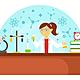 Female scientist doing experiments vector