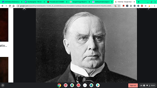 President McKinley asks Congress to declare war on Spain.
