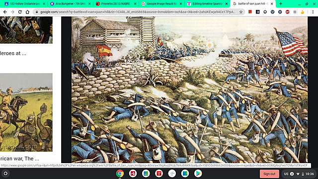 Spanish get defeated by U.S. forces at Battle of San Juan.