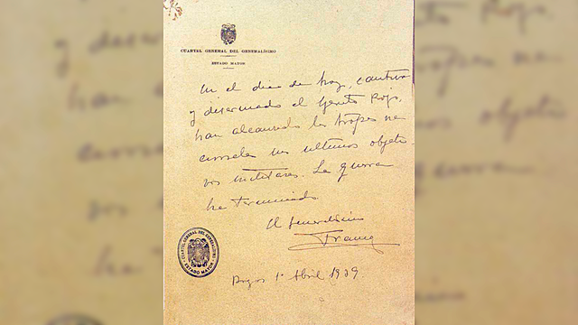 FINALIZA  LA GUERRA CIVIL ESPAÑOLA