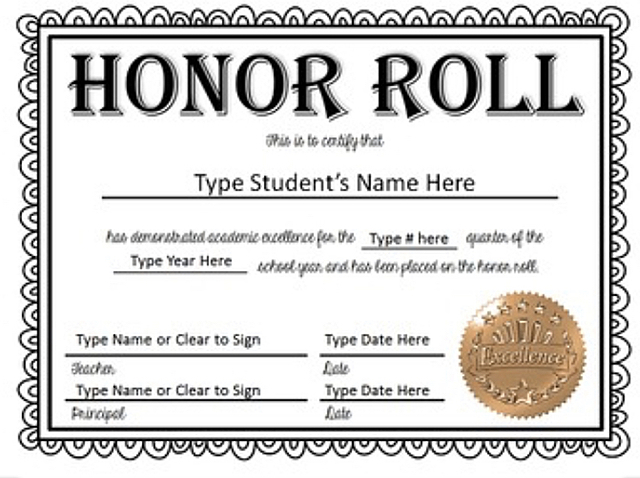 A full year of High Honor roll