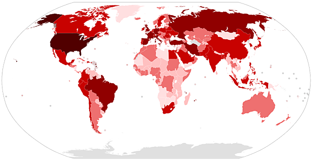 Map of the Covid-19 spread as of May