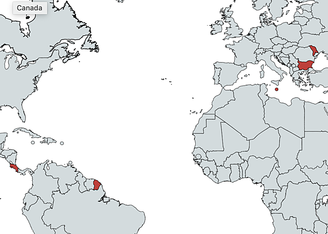 First Cases in Bulgaria, Costa Rica, Faroe Islands, French Guiana, Maldives, Malta, Martinique, and the Republic of Moldova