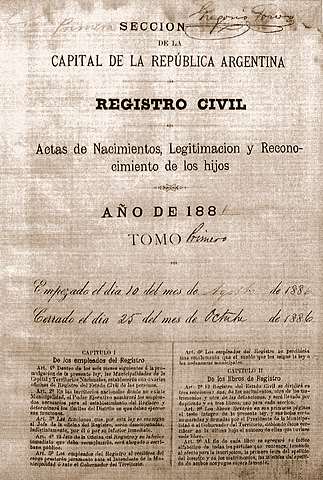 Sanción de la Ley de Registro Civil