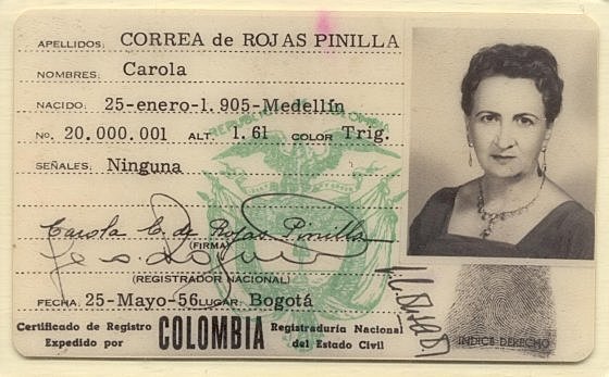 Primera Cédula de Ciudadanía- Femenina en Colombia