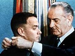 Forrest receives Medal of Honor and meets President Lyndon B. Johnson