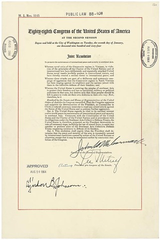 Gulf of Tonkin Resolution is Signed