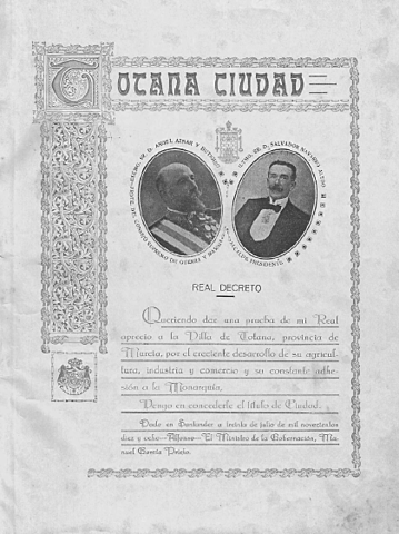 Totana recibe el título de ciudad. TC.