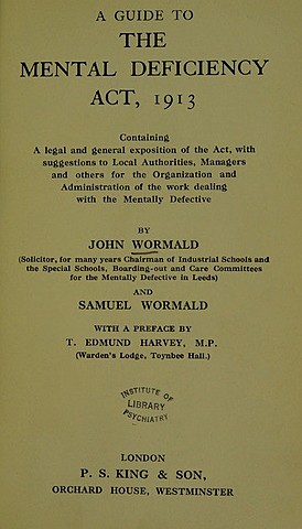 Great Britain passed the Mental Deficiency Act-
