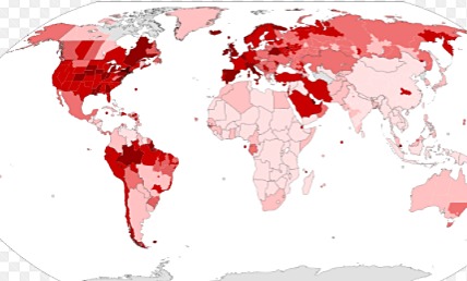 A map of the world showing the spread COVID-19 from approximately May 1st to May 7th