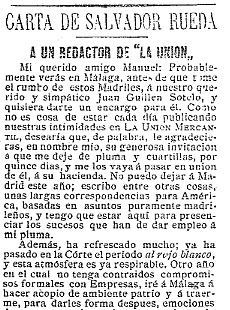 Carta de Salvador Rueda a la Unión Mercantil