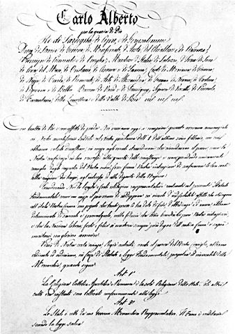 Carlo Alberto emana lo Statuto Albertino