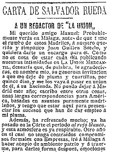 Carta de Salvador Rueda a la Unión Mercantil