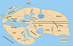 El mapamundi de Erastostenes con un sistema de meridianos.