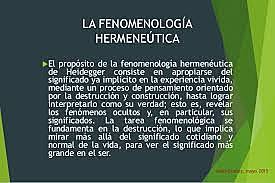 La fenomenología interpretativa o hermenéutica