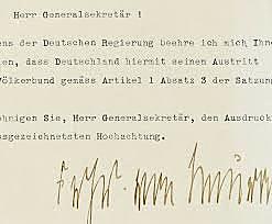 Alemania abandona la Sociedad de Naciones