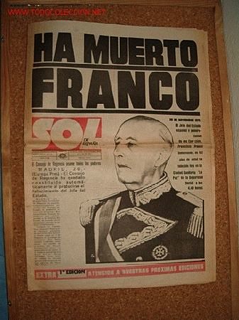 El diario Sol de España es el primer diario que se atreve a publicar la noticia de que Franco muere.