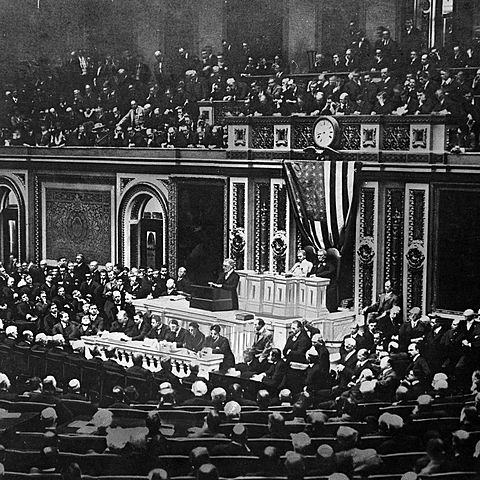 President Wilson gives his “Fourteen Points” speech.